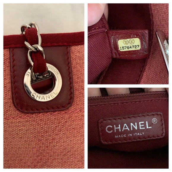 Auth CHANEL Deauville Canvas Chain Lambskin Tote - Picture 5 of 12